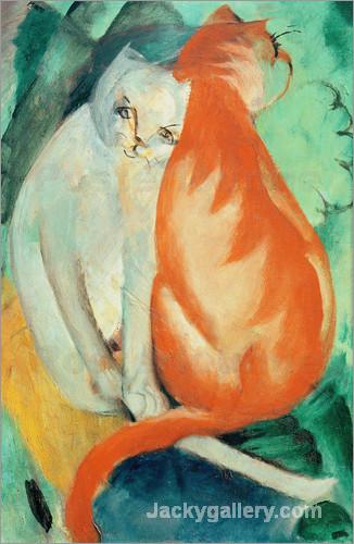 Cats, red and white by Franz Marc paintings reproduction